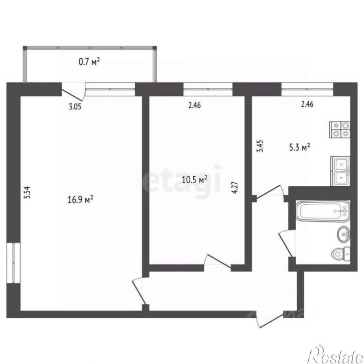 2-комн квартира улица Олега Кошевого, 21,  д. 21