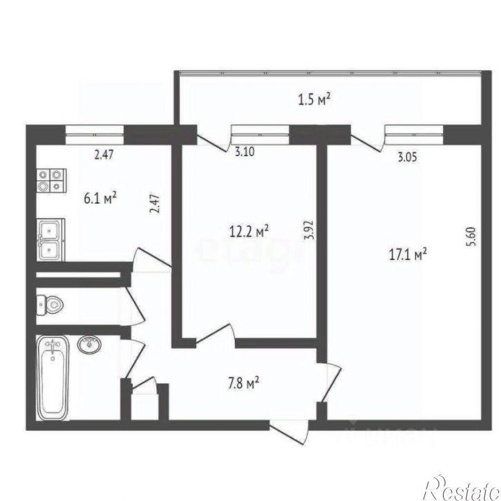 2-комн квартира ул Индустриальная, 3А,  д. 3А