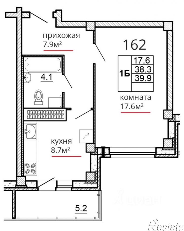 1-комн квартира в новом доме ул Алексея Алехина, 6,  д. 6