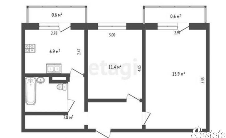 2-комн квартира ул Космическая, 1,  д. 1