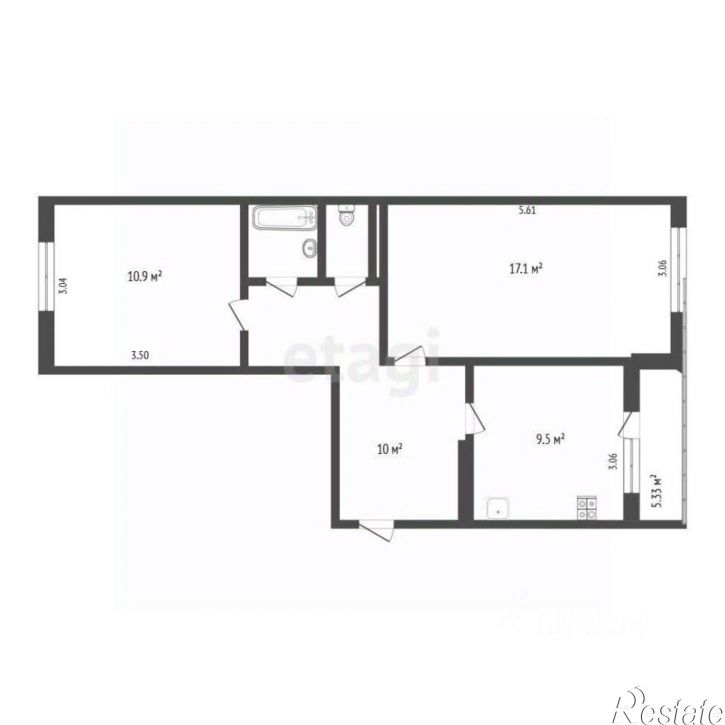 2-комн квартира ул Рокоссовского, 10,  д. 10