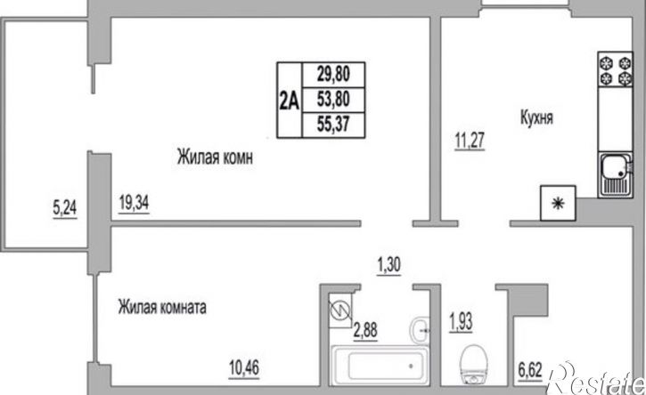 2-комн квартира Линейная улица, 89