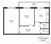2-комн, 54кв м, этаж 2/10 улица Труда, 60