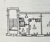 2-комн, 52кв м, этаж 1/5 ул Юбилейная, 71