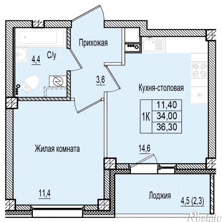 1-комн квартира в новом доме ш. Крестовское