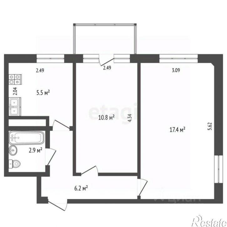 2-комн квартира ул Коммунальная, 12,  д. 12