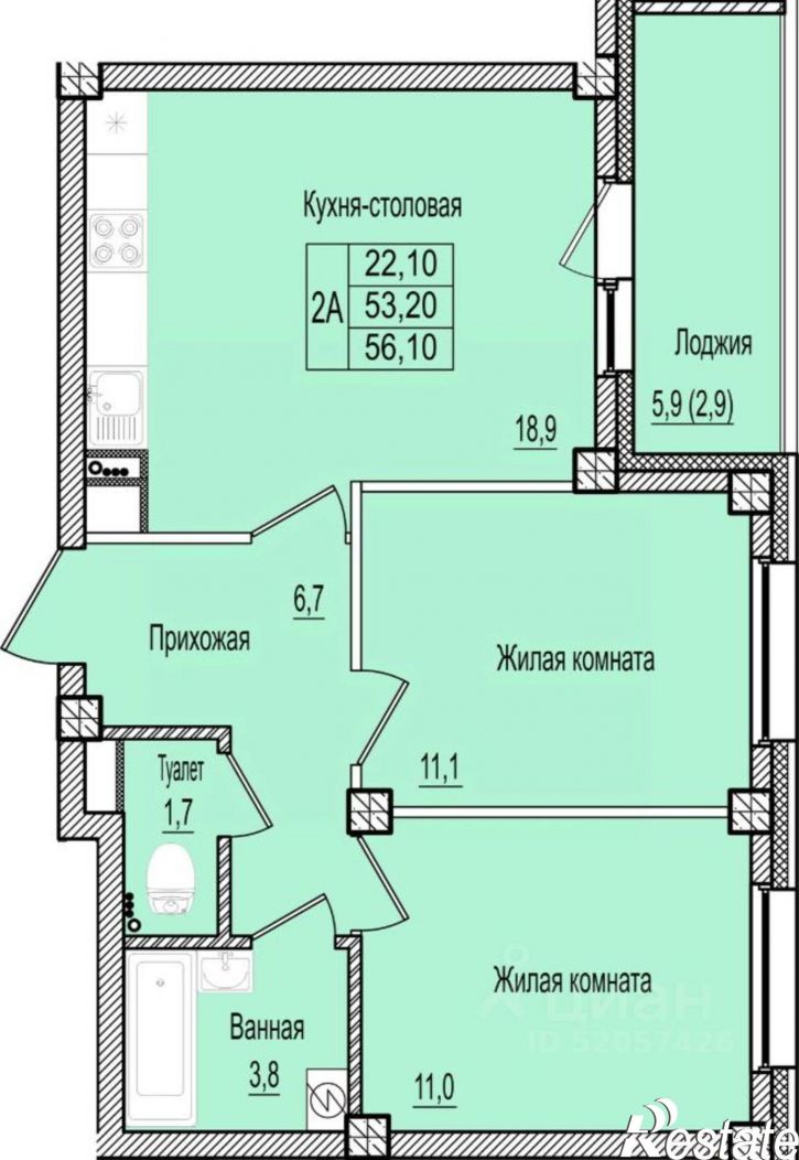 2-комн квартира в новом доме Крестовское шоссе, 6А,  д. 6А