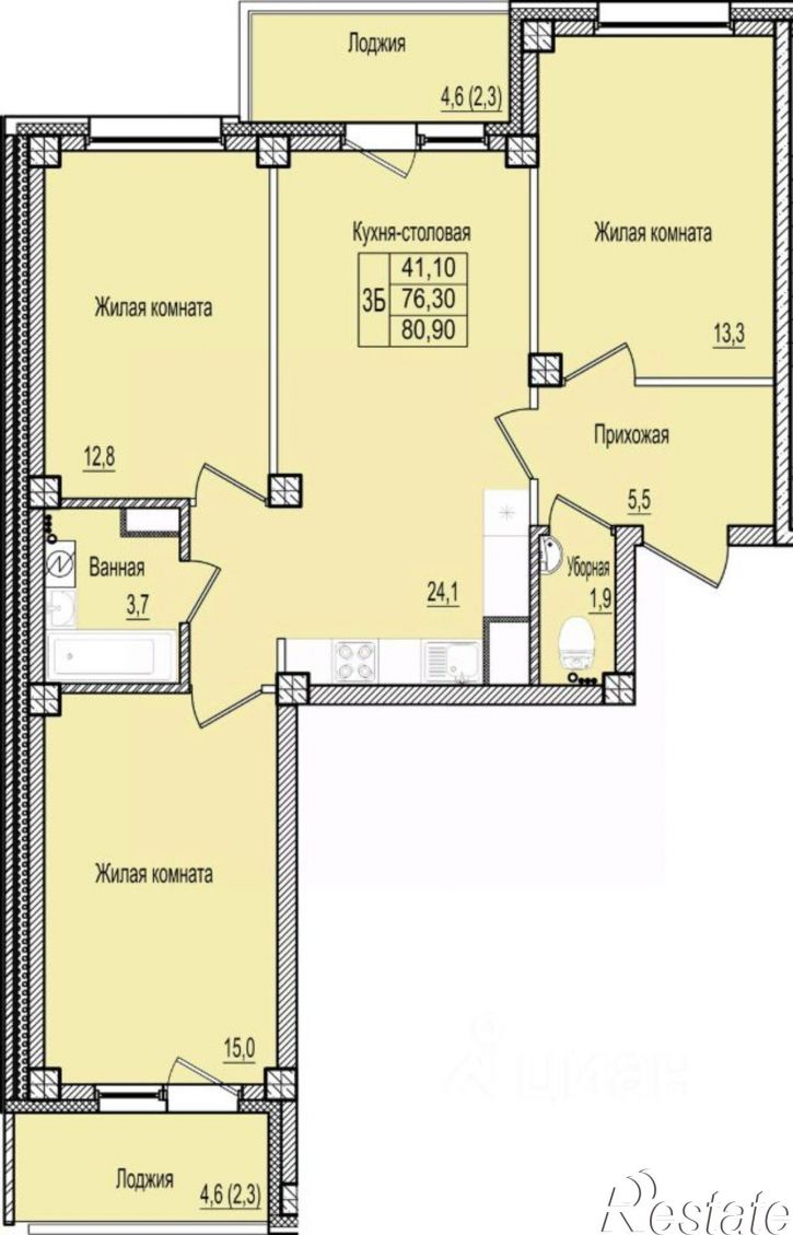 3-комн квартира в новом доме Крестовское шоссе, 6А,  д. 6А