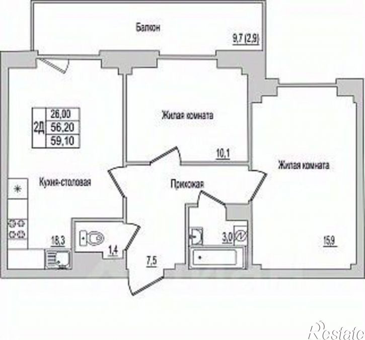 2-комн квартира в новом доме ул Инженерная, 100А,  д. 100А