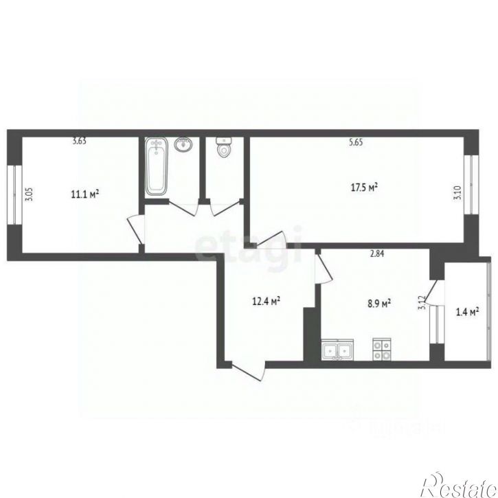 2-комн квартира ул Коммунальная, 50,  д. 50