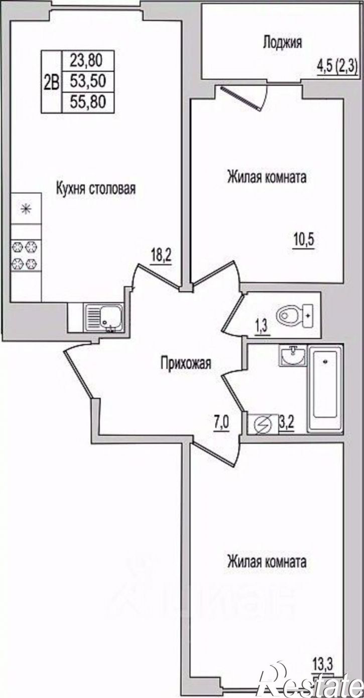 2-комн квартира в новом доме улица Юности, 10