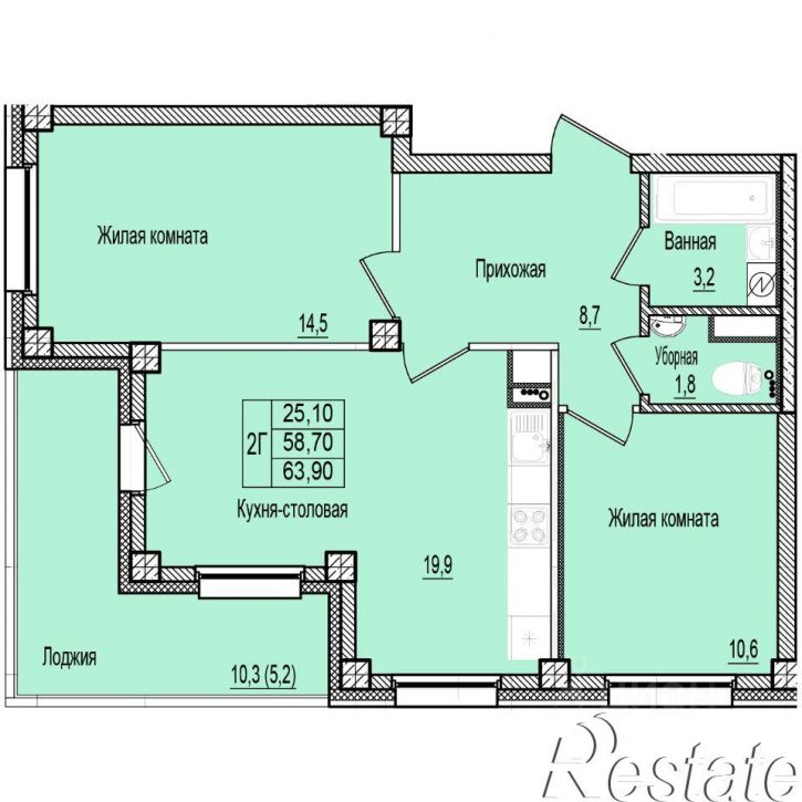2-комн квартира в новом доме Крестовское шоссе, 9А,  д. 9А